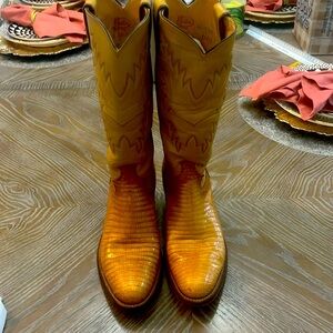 Justin Lizard Skin Western Cowboy Boots Women Size 6.5